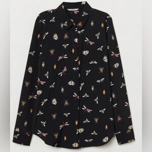 H&M blouse insect print button up